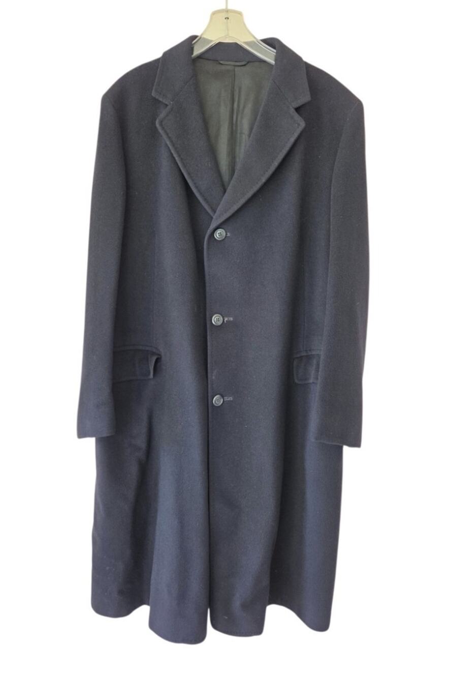 VTG 60s Karamai 100% Cashmere Navy Overcoat Union Made USA No Tag Fits XL